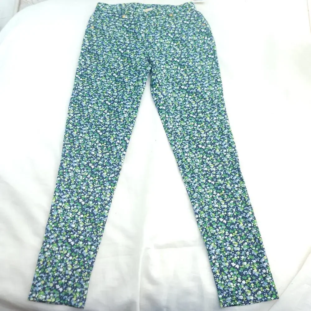 Michael Kors Blue Green Floral Jeggings Size XS NWT